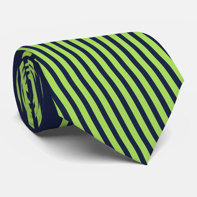 neon green & navy stripes – Schlips Tie (Rolled)