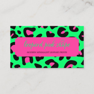 Neon Green Pink Leopard Business Card