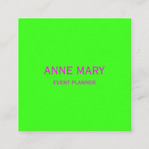 Neon Green Pink Magenta Wedding Event Planner Square Business Card