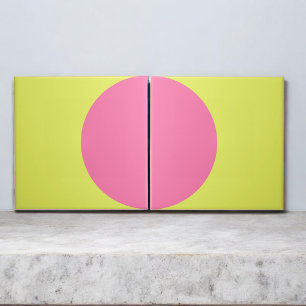 Neon Green Pink Retro Half Circle Mid Mod Abstract Ceramic Tile