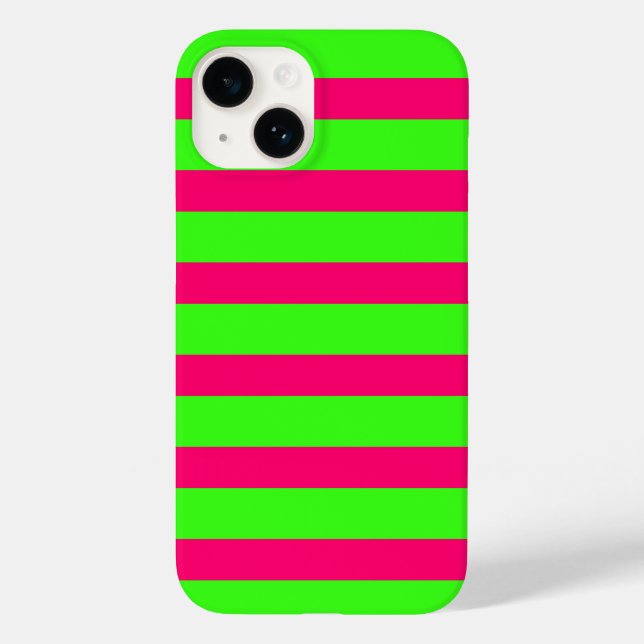 Neon Green & Pink Striped iPhone Case – Customise (Back)