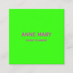 Neon Green Pink Wedding Event Planner Kraft Paper Square Business Card