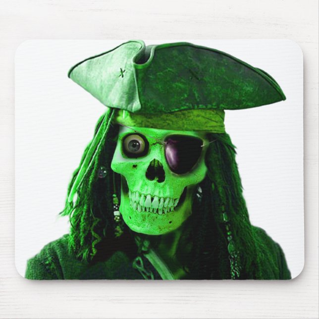 Neon Green Pirate with skully & patch Mouse Pad (Front)