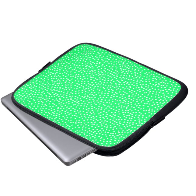 neon green polka dot laptop sleeve (Front Bottom)