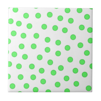 Neon Green Polkadot Pattern Ceramic Tile