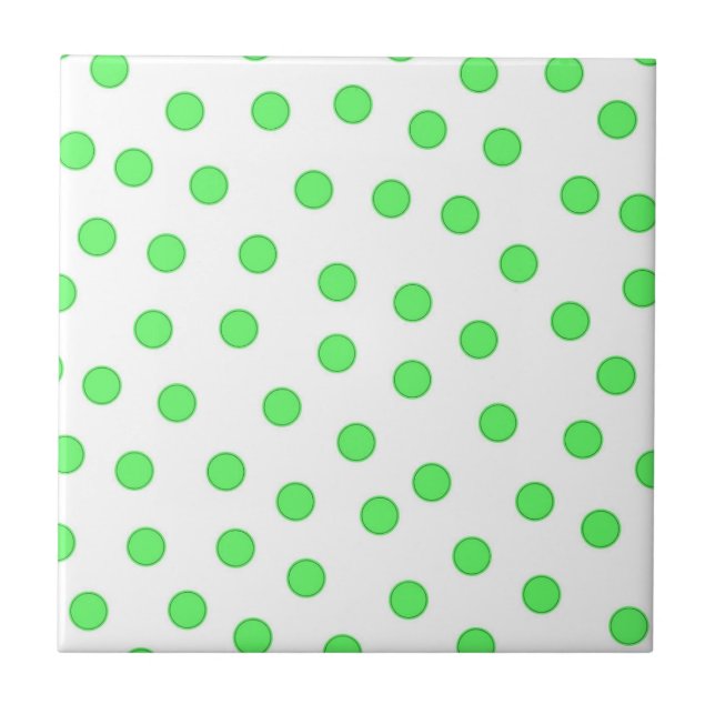Neon Green Polkadot Pattern Ceramic Tile (Front)