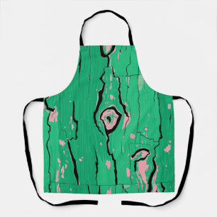 Neon Green Pop Art Wood Grain Abstract Bark  Apron