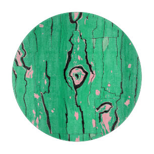 Neon Green Pop Art Wood Grain Abstract Bark Cutting Board
