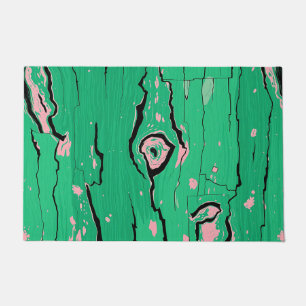 Neon Green Pop Art Wood Grain Abstract Bark Doormat
