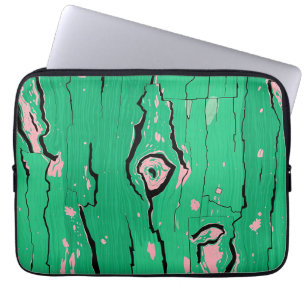 Neon Green Pop Art Wood Grain Abstract Bark  Laptop Sleeve