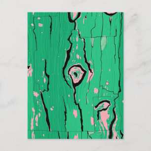 Neon Green Pop Art Wood Grain Abstract Bark Postcard