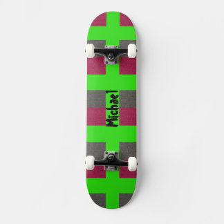 Neon Green Preppy Skateboard Simulated Red Grey