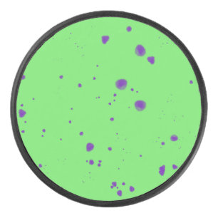Neon Green Purple Splotches Hockey Puck