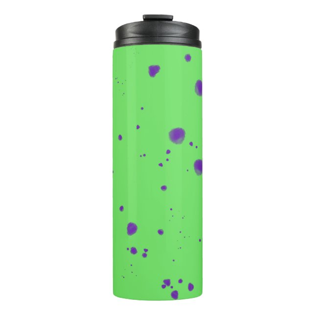 Neon Green Purple Splotches Thermal Tumbler (Front)