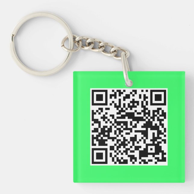 Neon Green QR CODE Custom Key Chain (Front)