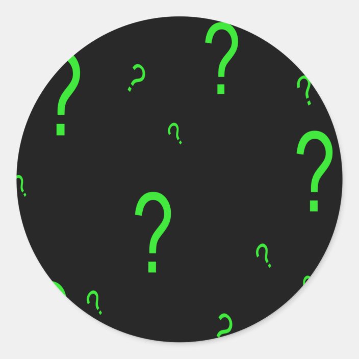Neon Green Question Mark Classic Round Sticker