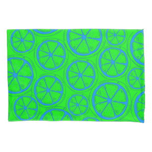 Neon Green Retro Y2K  Citrus Lemon Fruit Pattern Pillowcase