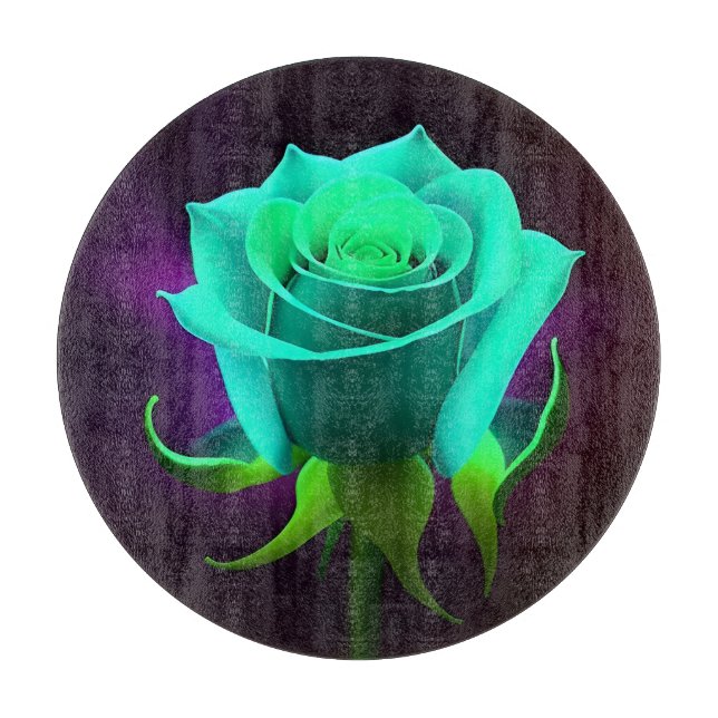 Neon Green Rose Cutting Board (Front)