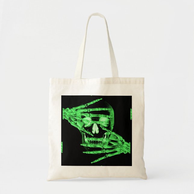neon green skeleton Tote Bag (Front)