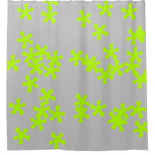 neon green slime grey fun kids shower curtain