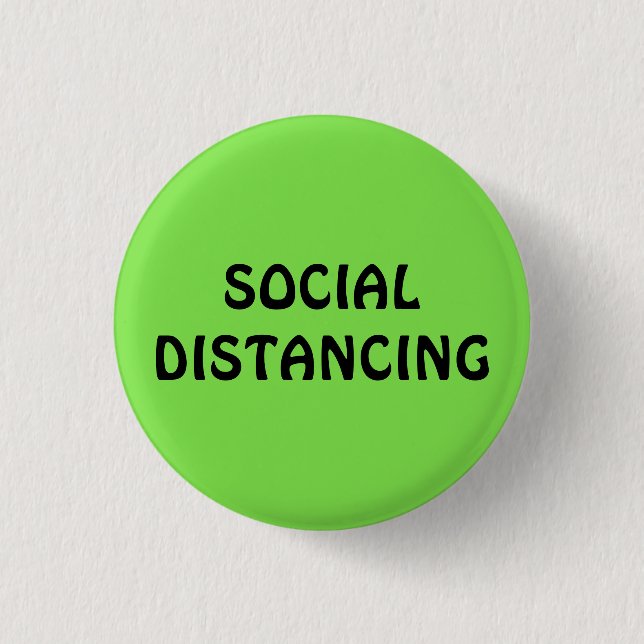 Neon Green Social Distancing 3 Cm Round Badge (Front)