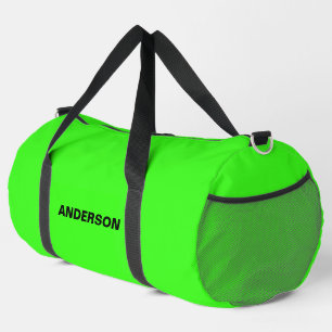 Neon Green Solid Colour Custom name Duffle Bag