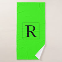 Neon Green Solid Colourful Bright Monogram Initial