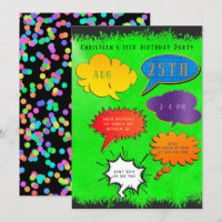 Neon Green Speech Bubble Boy Girl Birthday Party 