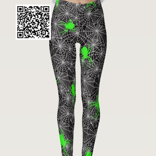 Neon Green Spider And Web Leggings (Creator Uploaded)
