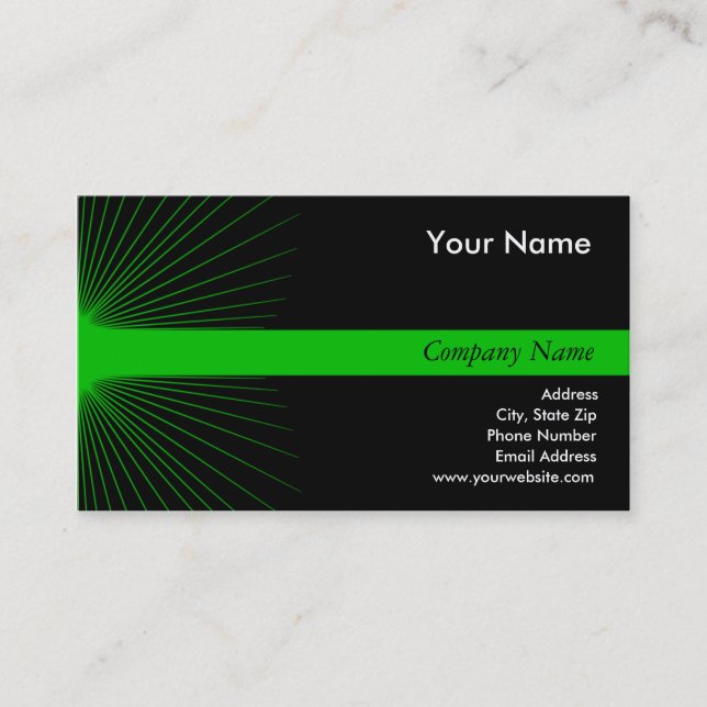 Neon Green Starburst Business Cards (Front)