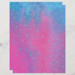 Neon Green Stars Pink Blue Glitter Look Scrapbook