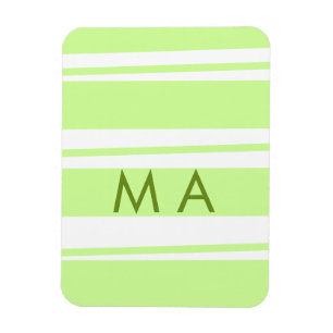 Neon green stripes Greek pattern letter monogram Magnet