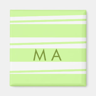 Neon green stripes Greek pattern letter monogram Magnet