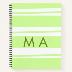Neon green  stripes Greek pattern letter monogram  Notebook