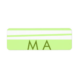 Neon green  stripes Greek pattern letter monogram  Return Address Label