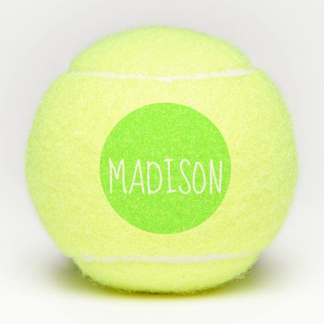 Neon Green Super Cute Custom Name Tennis Balls (Front)