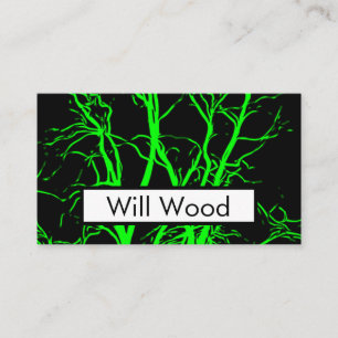 Neon Green Tree Branches Decorative Cool Abstract Business Card