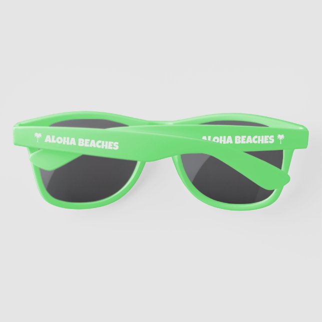 Neon green Wayfarer sunglasses with palm tree logo (Back)
