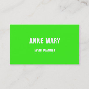 Neon Green White Bright Colorful Weddings Events  Business Card