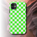 Neon Green White Chequered Chequerboard Vintage iPhone 11 Case<br><div class="desc">Neon Green and White Chequered Chequerboard | Vintage | Classic | Trendy | Stylish | Fashion | Minimal</div>