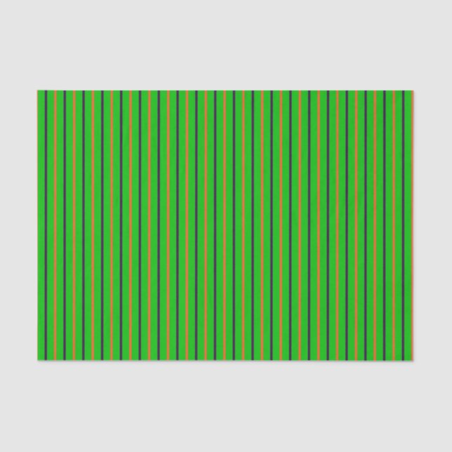 Neon Green with Orange & Purple Stripes Tissue Paper (Front)