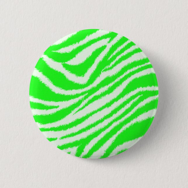 Neon Green Zebra Pattern 6 Cm Round Badge (Front)
