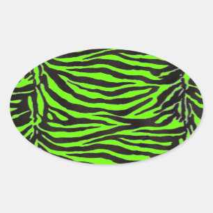 Neon Green Zebra Skin Texture Background Oval Sticker