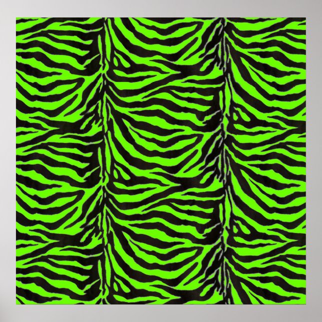 Neon Green Zebra Skin Texture Background Poster (Front)