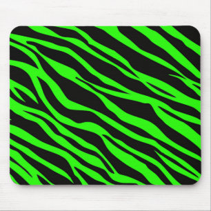 Neon Green Zebra Striped Mouse Pad