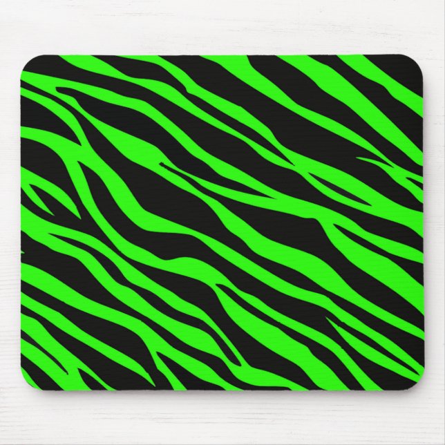 Neon Green Zebra Striped Mouse Pad (Front)