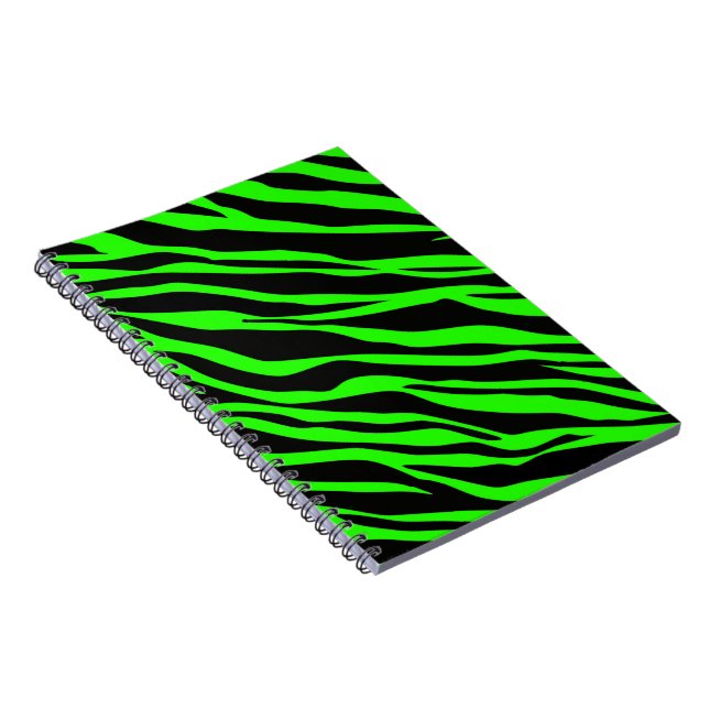 Neon Green Zebra Striped Notebook (Right Side)