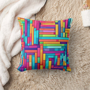 Neon Grid - Colourful Abstract Mosaic Cushion