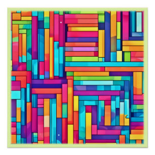 Neon Grid - Colourful Abstract Mosaic Poster