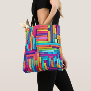 Neon Grid - Colourful Abstract Mosaic Tote Bag